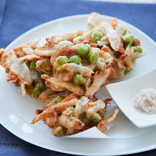青森県産ごぼうと枝豆のかき揚げ