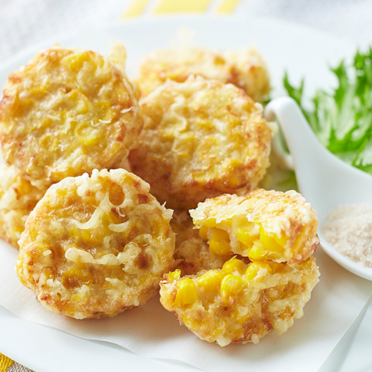 甘み引き立つ スイートコーンのつまみ揚げ