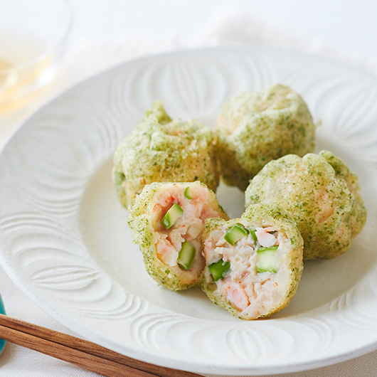 海老とアスパラの和風揚げ