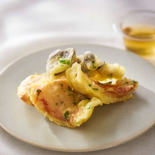 金目鯛と霜降りひらたけのフリット