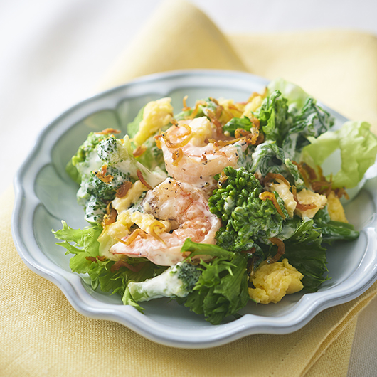 菜の花と海老のカリじゃこのサラダ