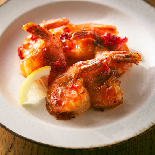 ソフトシェルシュリンプの旨みレモンソース