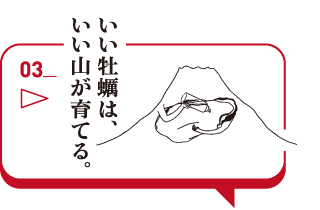いい牡蠣は、いい山が育てる。